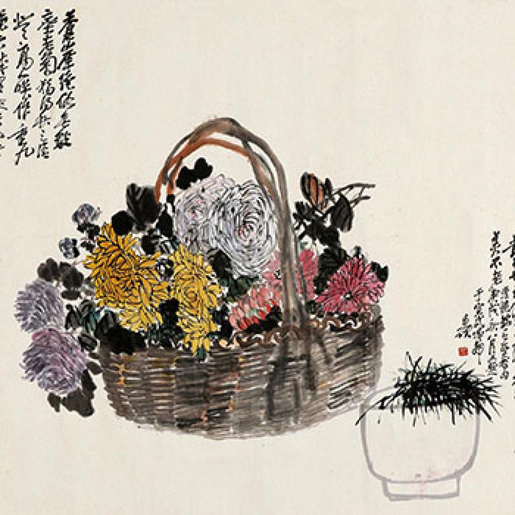 奇石仓虬菊为征寿兰菊双清等作品集3 吴昌硕 清代 