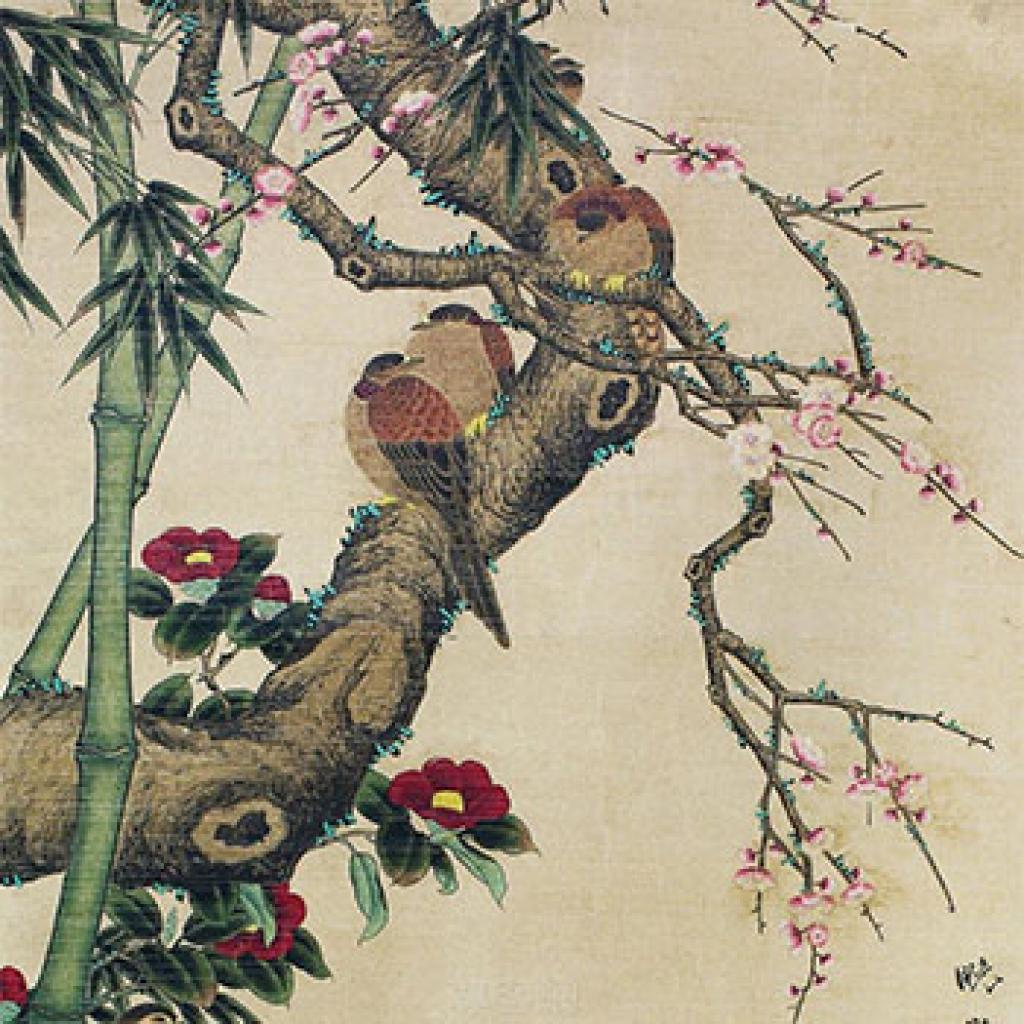 花鸟立轴梅雀鸲鹆图等作品集 胡湄 清代 花鸟立轴梅雀鸲鹆图等作品集 胡湄 清代
