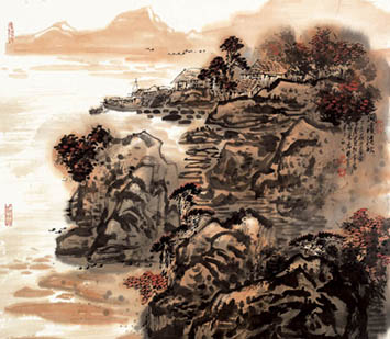 书画图文-“绿色乡情—朱葵中国山水画作品展”在富阳展出