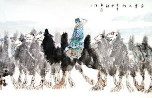 书画视频-刘大为画人物、马、骆驼技法