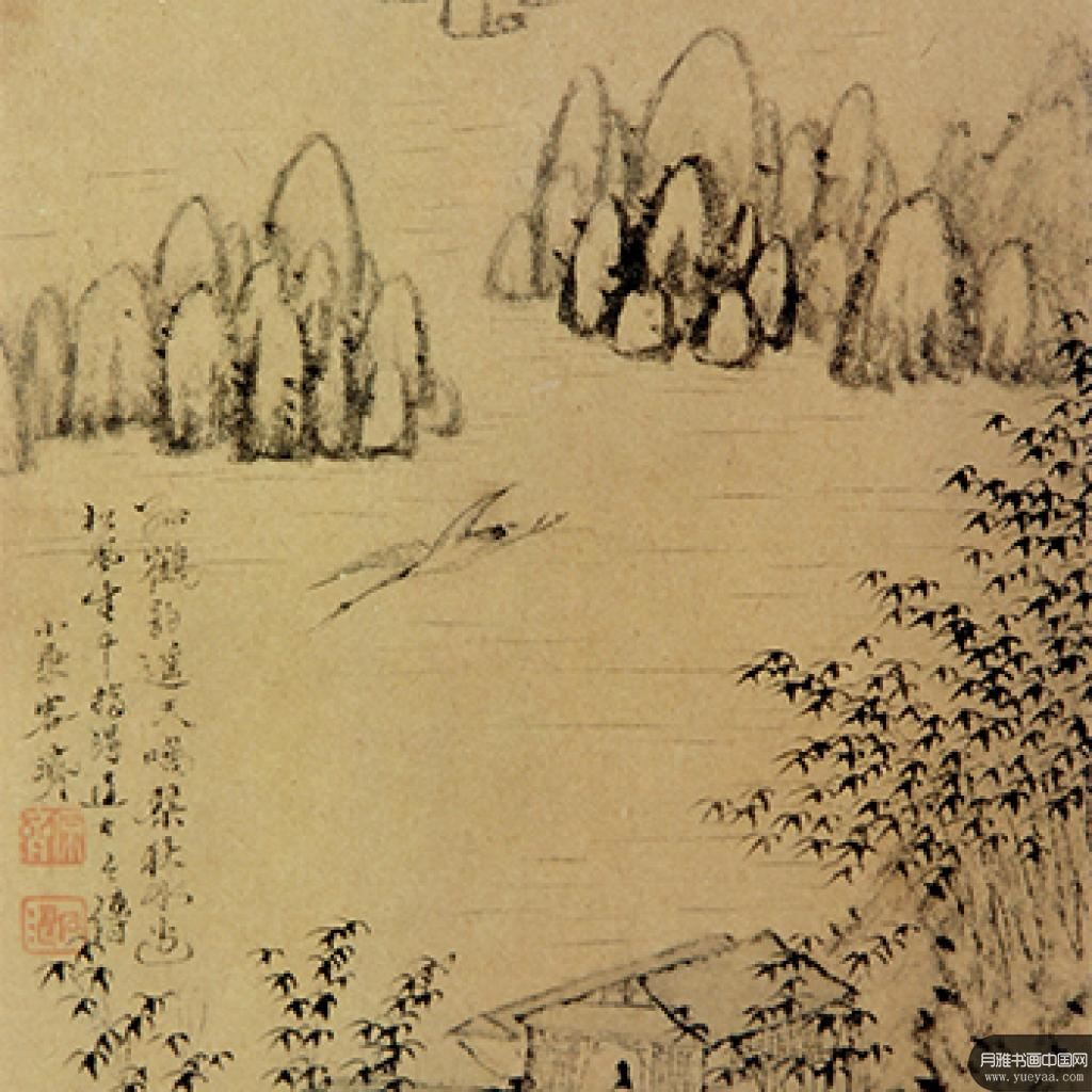 孤鹤韵遥天鸣图孤枝桃花图等作品集3 石涛 清代 