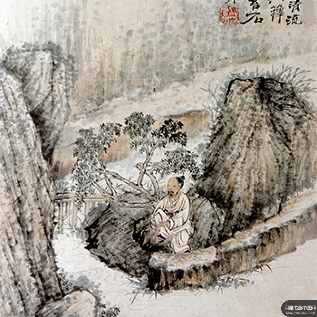 吟诗坐苔石图影动摇梅图等作品集17 石涛 清代 