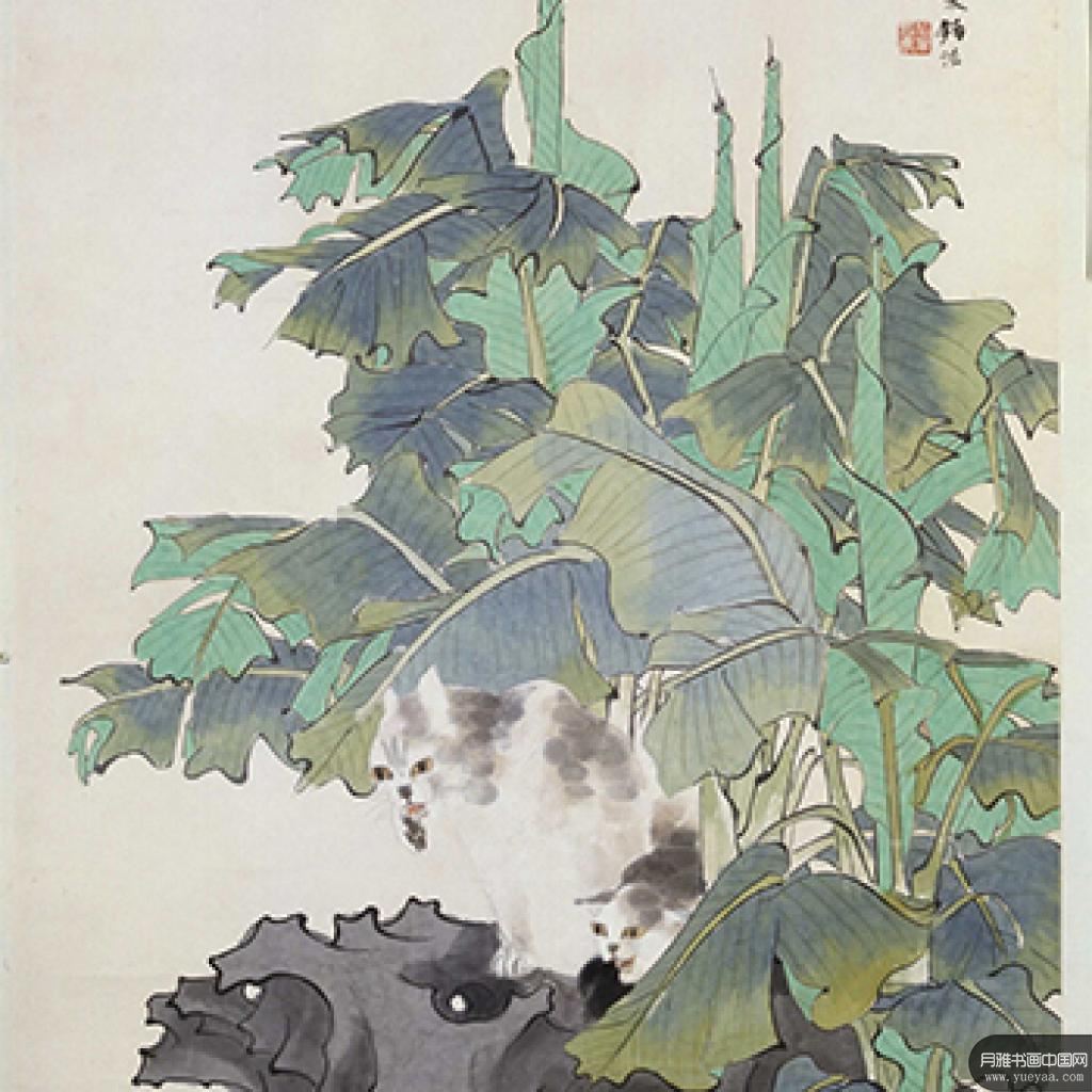 芭蕉狸猫图轴梅鹤图等作品集8 任伯年 清代 
