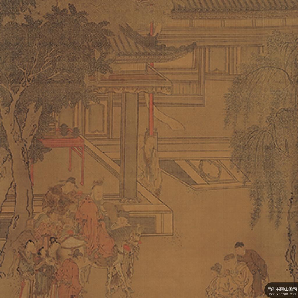 唐宫春晓图卷春院斗鸡图立轴等作品集 周文矩 五代十国 