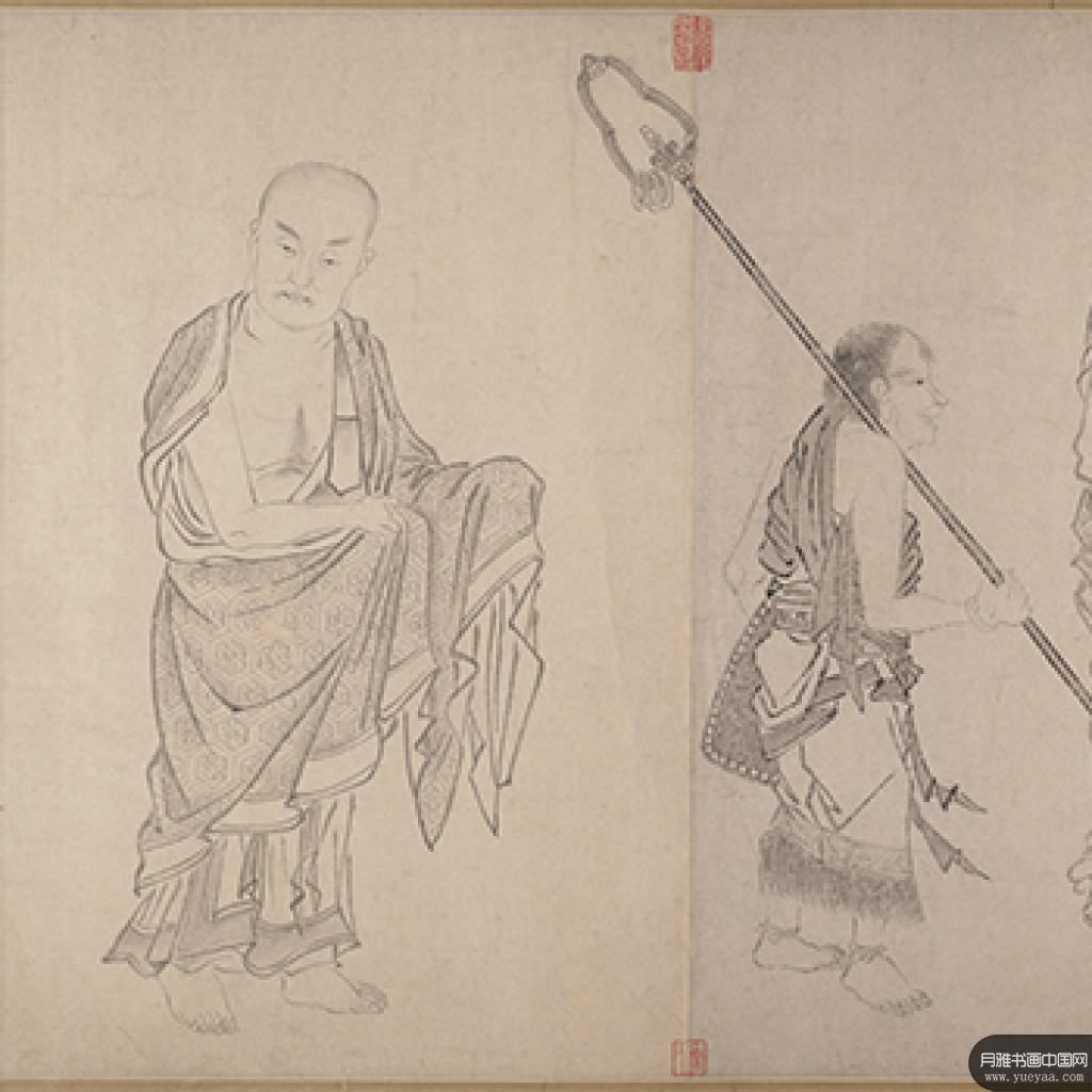 白描罗汉图卷等作品集 仇英 明代 