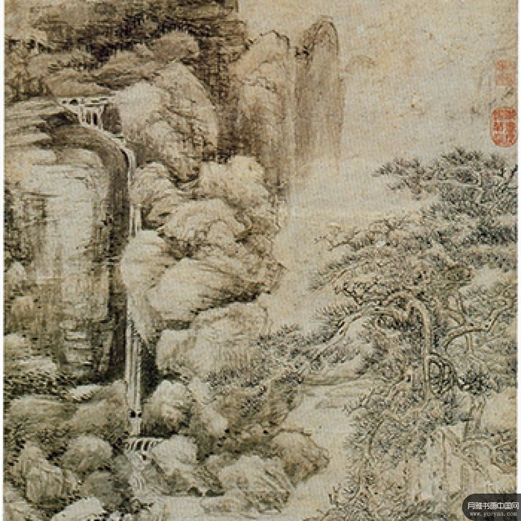 合绘山水图空林草亭团扇图等作品集 王蒙 元代 