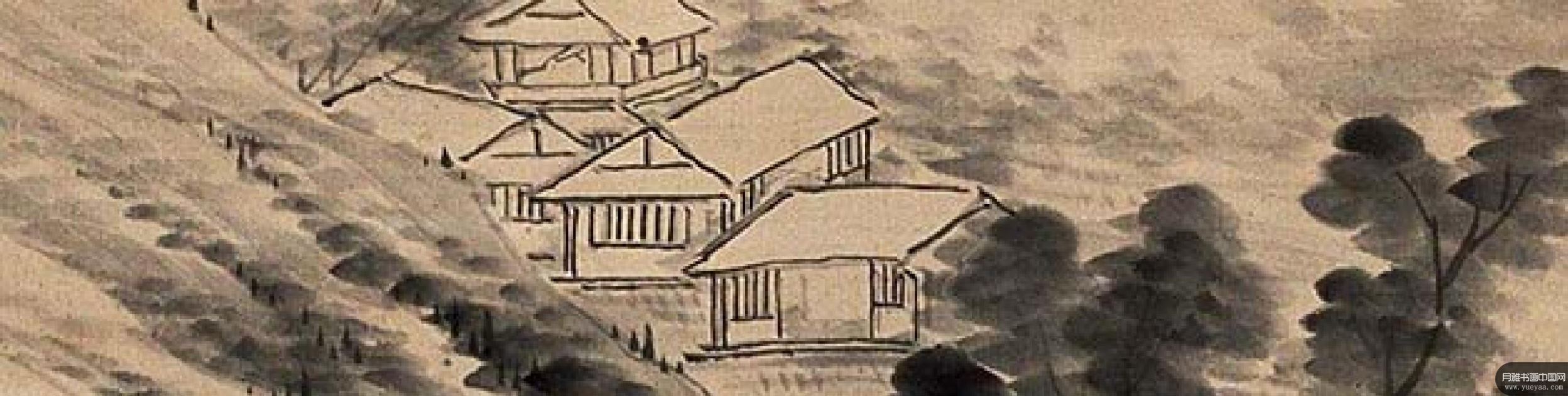 江邗云烟秋山古寺山水四屏等作品集 米万钟 明代 