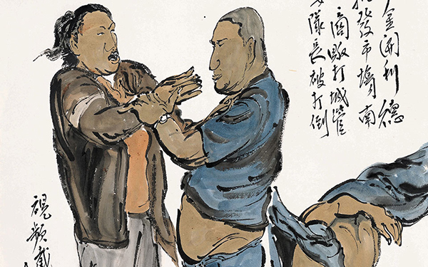 商贩与城管 范扬 当代 49.5cm x 34.5cm 纸本设色 2014