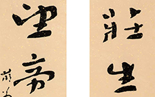 庄生望帝 七言联 杜萌若 当代 23cm×134cm×2