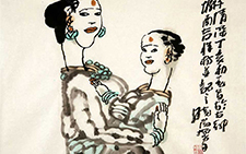 《母子情深》 杨晓阳 当代 68x68cm 2007年 纸本