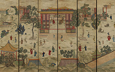 书画图文-寿宴图屏 佚名 清代 42x108
