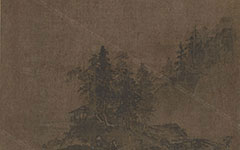 书画图文-山水图 夏圭 宋代 绢本水墨 25.9×34.3cm 东京国立博物馆
