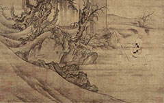 书画图文-读碑窠石图 李成 宋代 绢布126.3x104.9