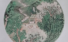 《田园心象》系列，题诗 周松竹 当代 “隔溪春色赏幽居” 40x40cm 2013年