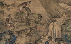 书画图文-蜂猴图 沈铨 清代 绢本96.6X184