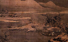 书画图文-雪江卖鱼图 朱邦 明代 163.5X101 安徽省博物馆