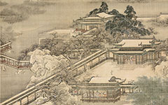 书画高清-梁园飞雪 袁江 清代 绢本202.8X118