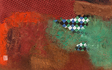 风景－2 王伯勋 当代 38×46cm 板上布本矿物质色粉2007年 私人收藏
