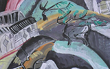 山 丁立人 当代 重彩宣纸 68cmx136cm