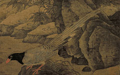书画图文-山鸡棘雀图 黄居寀 五代十国