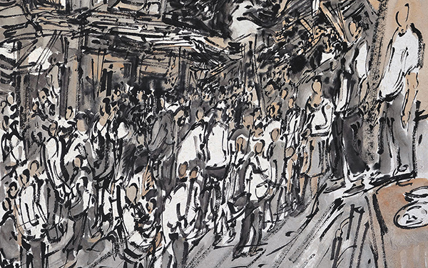 磁器口镇写生 范扬 当代 64.5x38.5cm 纸本设色 2013年