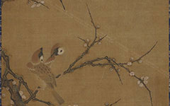 书画图文-梅花双雀图页 马麟 宋代 28.0×29.0cm 日本东京国立博物馆