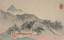 书画高清-山水图册8开 石涛 清代 纸本设色 14.9x27.3cm 大都会博物馆