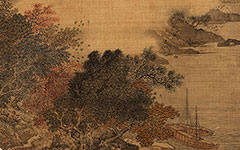 书画高清-风雨泊舟图纨扇 佚名 明代 22.5×20.5cm
