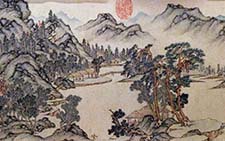书画高清-秋山游览图卷 文伯仁 明代 纸本设色 27.9×280.3cm 上海博物馆