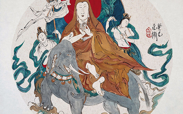 圆光宗喀巴像 37.5x37.5cm 纸本设色 2013