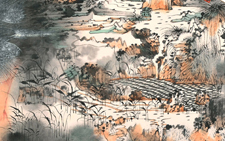 精神家园 早寒有怀诗意图 扇面 卢禹舜 当代