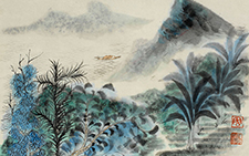 《田园心象》之《江边钓鱼图》 周松竹 当代 33X33cm 2014