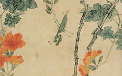 书画高清-花卉四屏之一 居廉 清代 纸本100x25.5