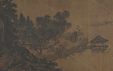 书画图文-四景山水图 刘松年 宋代 全卷 绢本 41.3x69