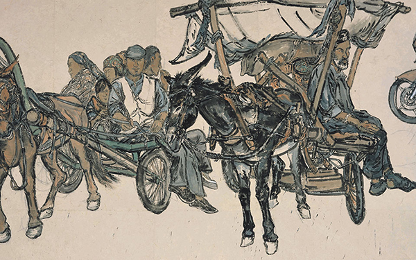 丝绸之路 · 赶车的人 范扬 当代 248cm x 480cm 纸本设色 2014年