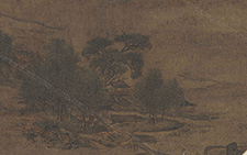 书画高清-水村楼阁图页 佚名 宋代 23.5x23.0
