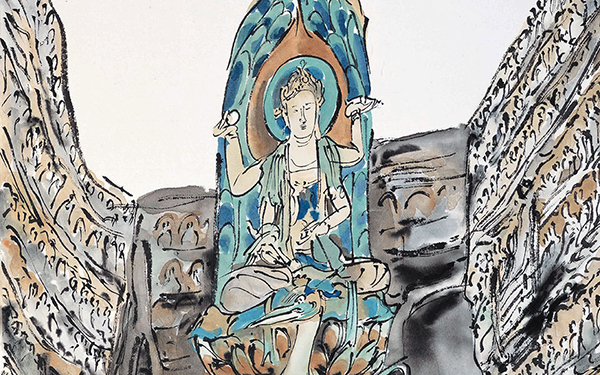 大足北山北宋靖康元年孔雀明王像 范扬 当代 41.6x27.6cm 纸本设色 2013年
