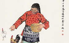 喂鸡 汤文选 当代 146cm×83cm 1954年（中国美术馆藏）