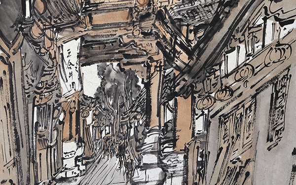 阆中古镇中天楼 范扬 当代 64.5x38.5cm 纸本设色 2013年