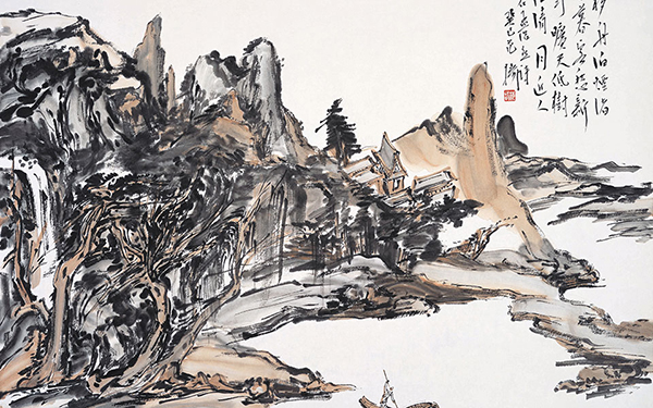移舟泊烟渚 范扬 当代 41cm x 56cm 纸本设色 2013年