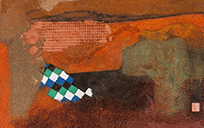 风景－3 王伯勋 当代 38×46cm 板上布本矿物质色粉2007年 私人收藏