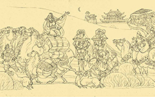 《丝绸之路》 杨晓阳 当代 线描稿 40cm×680cm 1993年