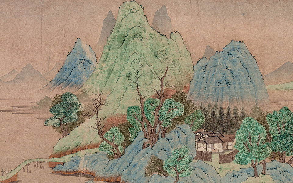 山居图高清_钱选山居图高清_山居图钱选 钱选高清_元代_纸本26.5X111.6上博