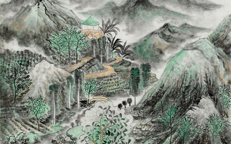 田园心象之春路添花雨高清_田园心象之春路添花雨周松竹高清_周松竹田园心象之春路添花雨高清_周松竹_当代
