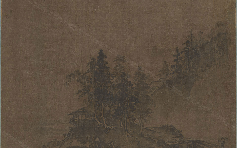 山水图高清_夏珪山水图高清_山水图夏珪高清_夏珪_宋代_绢本水墨_25.9×34.3