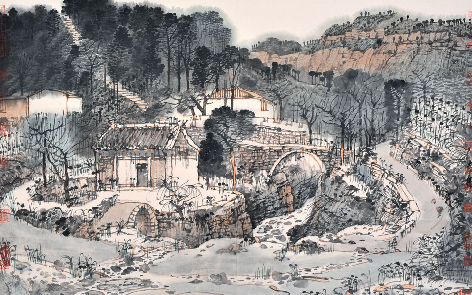河山锦绣（郭亮村写生）高清_河山锦绣（郭亮村写生）卢禹舜高清_卢禹舜河山锦绣（郭亮村写生）高清