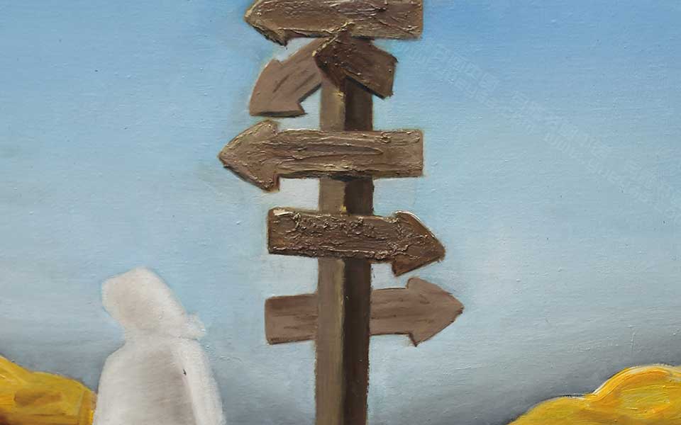 2013哈尔滨师范美术学院毕业展作品 林璐 油画作品心墙260x80cm高清