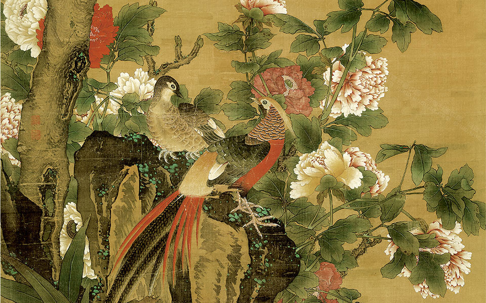 玉堂富贵高清_胡湄玉堂富贵高清_玉堂富贵胡湄高清_胡湄_清代_绢166×88