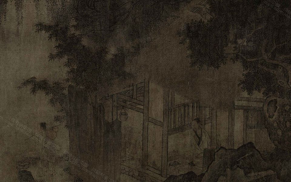 卢仝烹茶图高清_刘松年卢仝烹茶图高清_卢仝烹茶图刘松年高清_刘松年_宋代_24.25x121