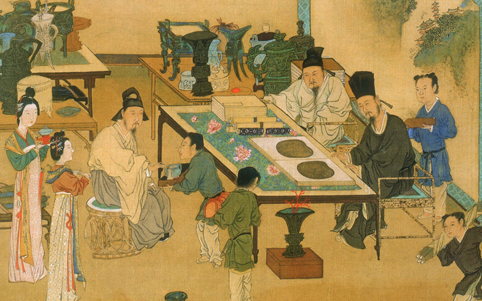 竹院品古高清_仇英竹院品古高清_竹院品古仇英高清_仇英_明代